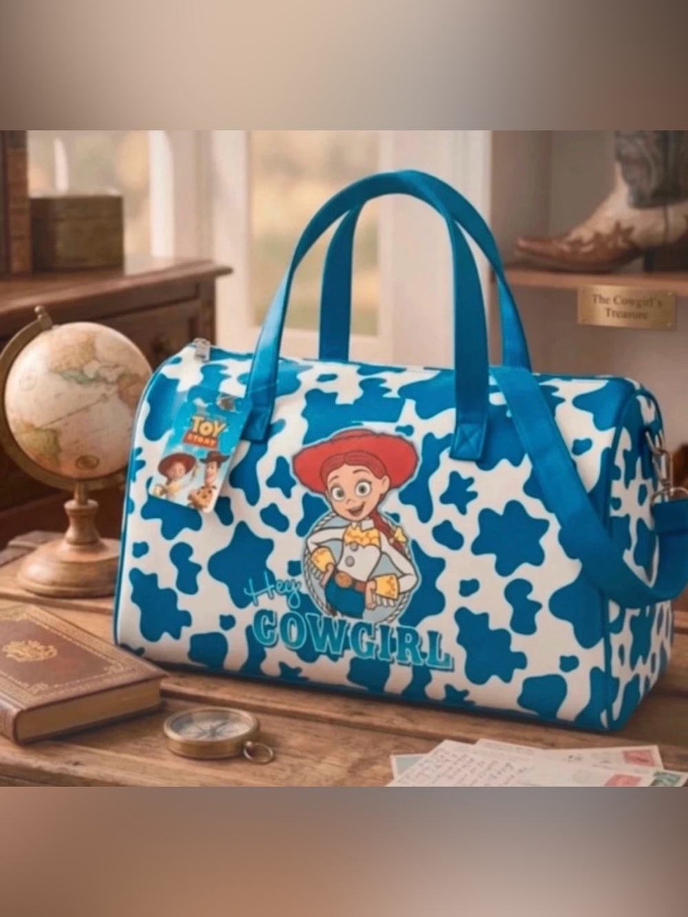 Jessie Kids Duffle Bag - Blue Cowgirl Print